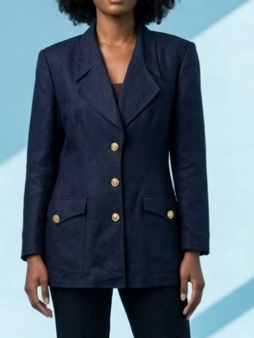 Collectible Gold Women's Blazer By Giorgio Sani Angelo Navy Nautical ** Read**